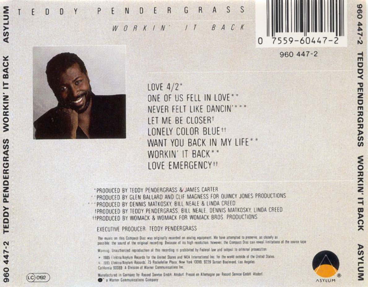 Teddy Pendergrass Workin It Back : Back | CD Covers | Cover Century ...